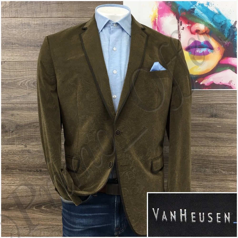 Van Heusen Mens Blazer Sport Coat Two Button Casual Jacket 44R Corduroy Suits